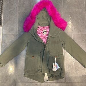 ✨ RARE Y2K Vintage Femme by Michele R. History Pink Fur Trim Parka ✨